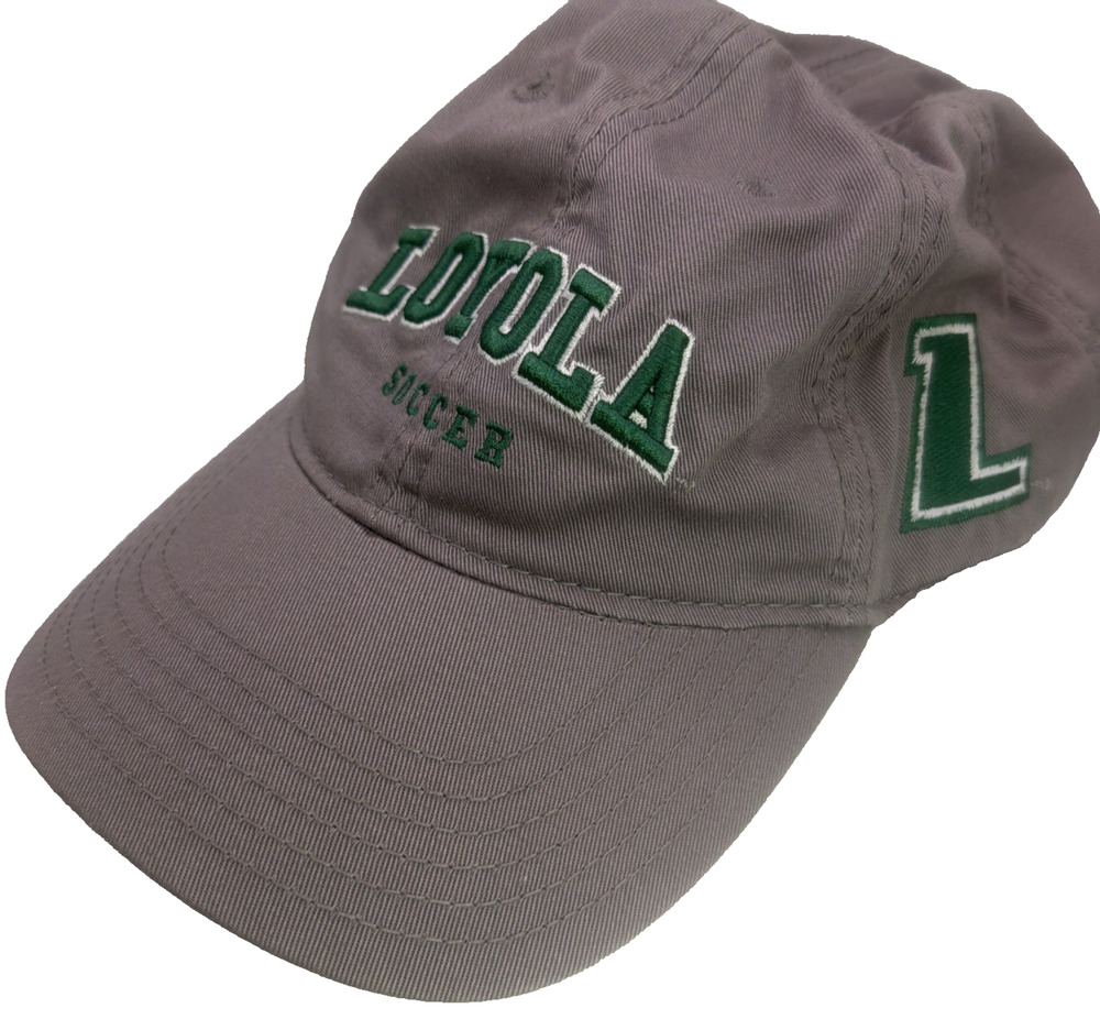 Legacy Loyola College Soccer Cotton Baseball Cap Hat Embroidered Gray Green